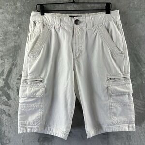 Guess Cargo Shorts Men's 32 White 100% Cotton